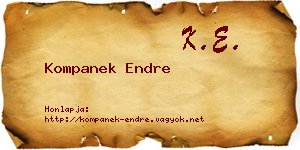Kompanek Endre névjegykártya